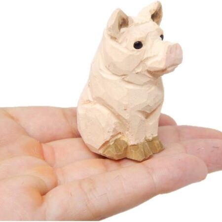 Hand-Carved Pig Wooden Figurine