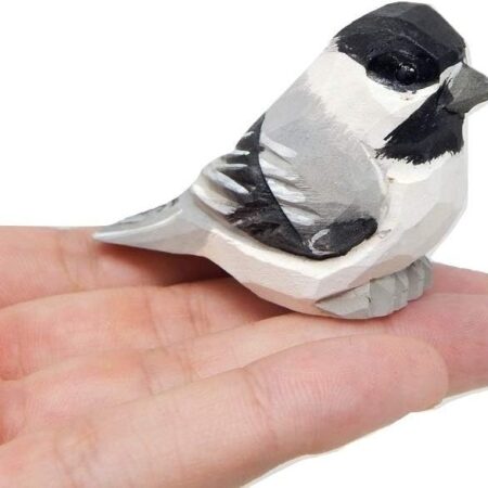 Hand-Carved Chickadee Wooden Figurine