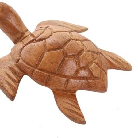 Thai Hand-Carved Wooden Sea Turtle Statue