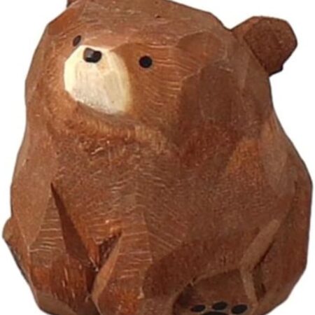 Hand-Carved Small Wooden Bear Ornament