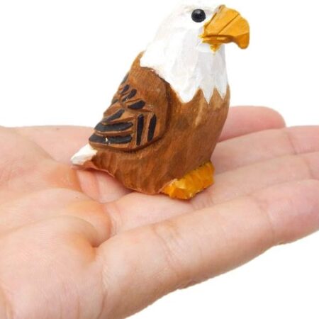 Hand-Carved Bald Eagle Wooden Figurine