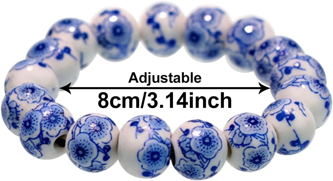 Blue and White Porcelain Bead Bracelet - Image 2