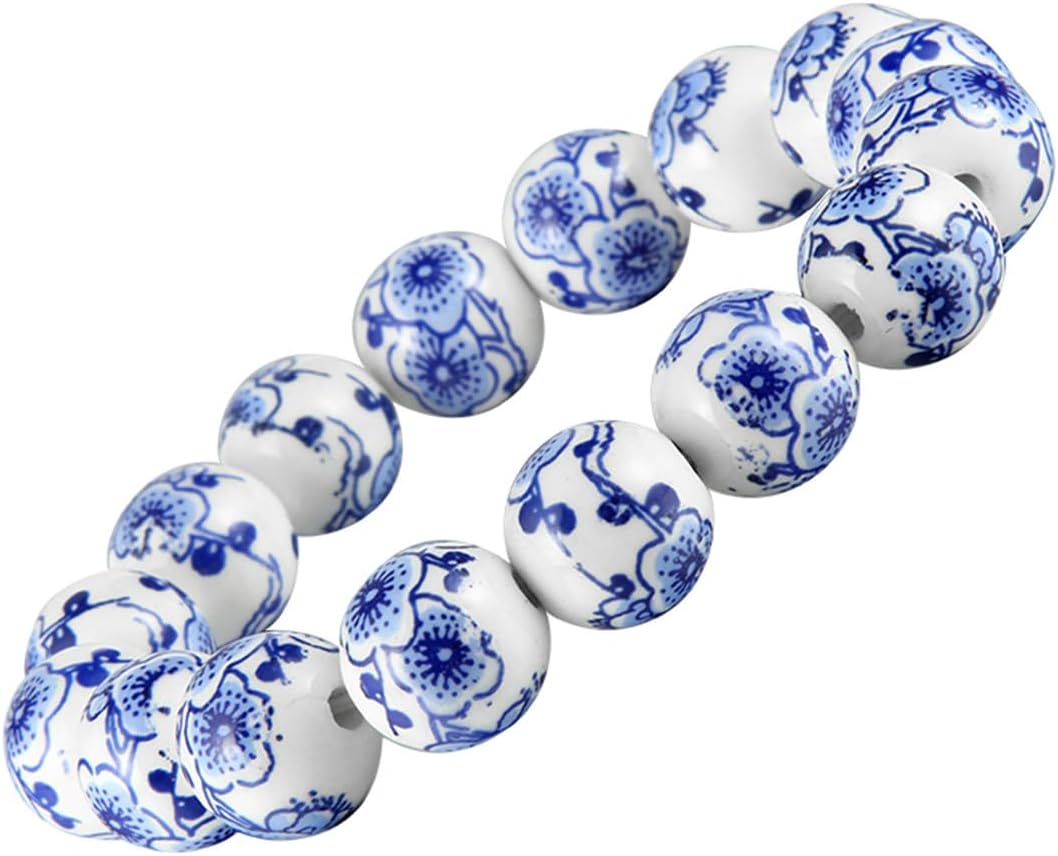 Blue and White Porcelain Bead Bracelet