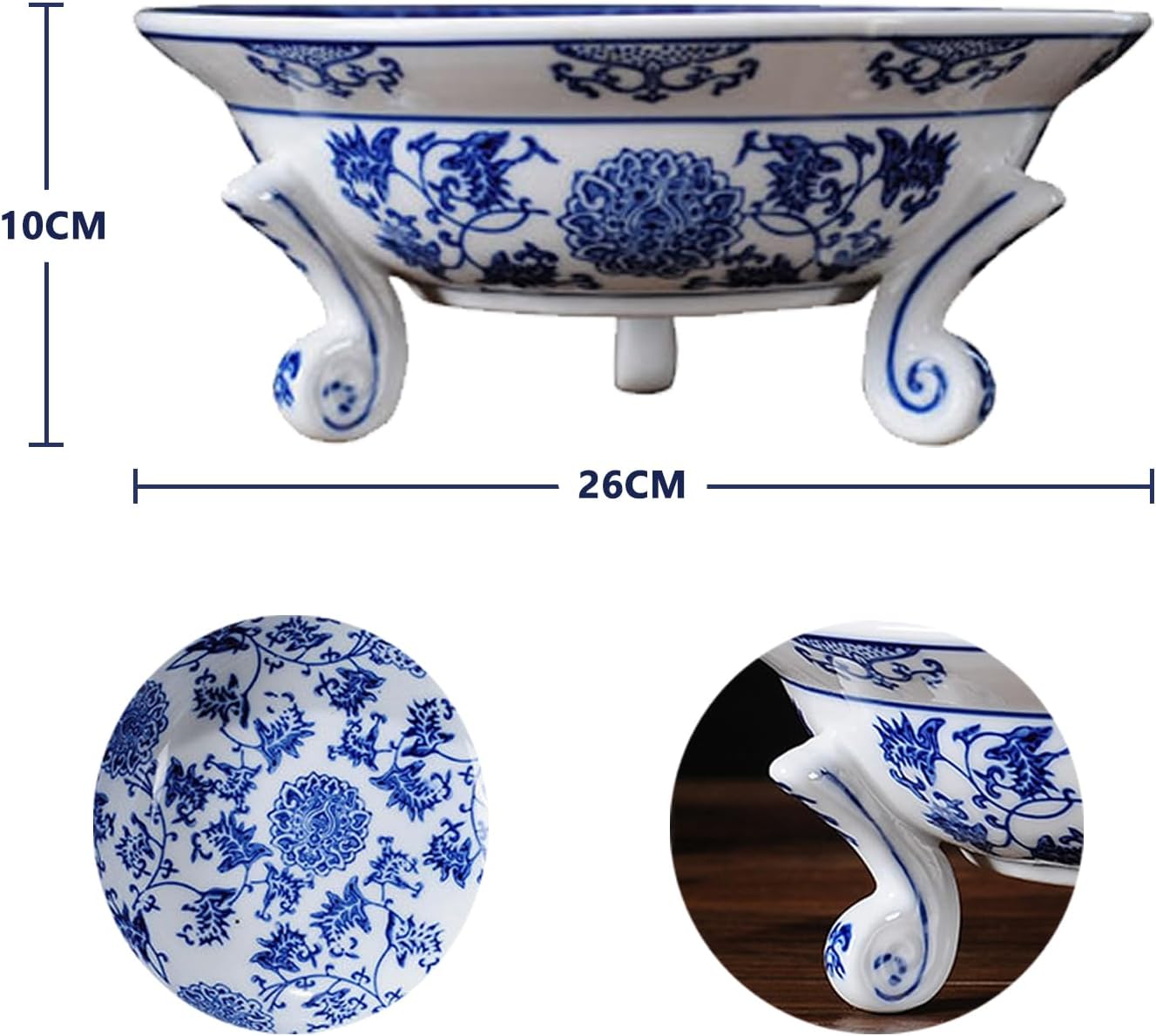 Blue and White Porcelain Decorative Fruit Bowl - Image 2