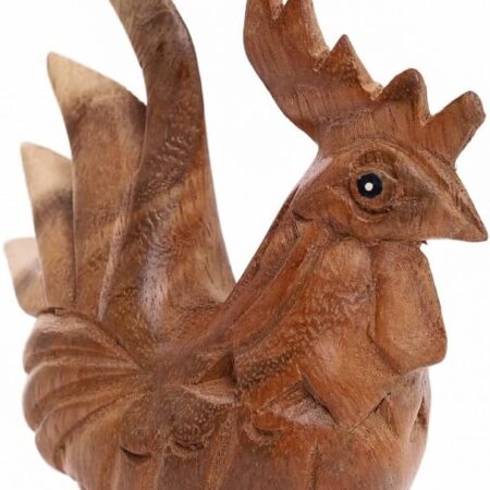 Thai Hand-Carved Wooden Rooster Statue