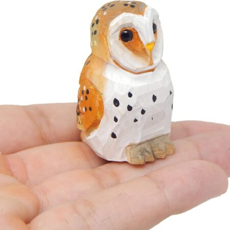 Hand-Carved Barn Owl Figurine