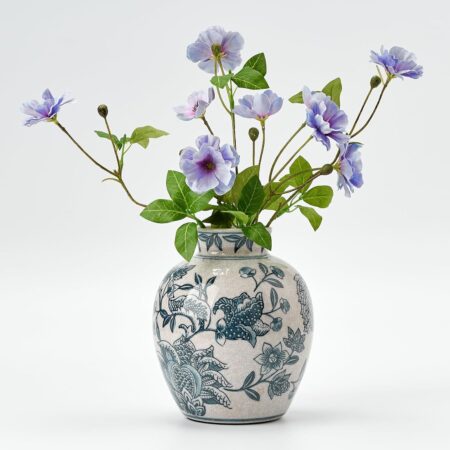 6.3-Inch Blue and White Ice-Crackle Porcelain Vase