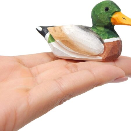 Small Handmade Mallard Wooden Duck Figurine