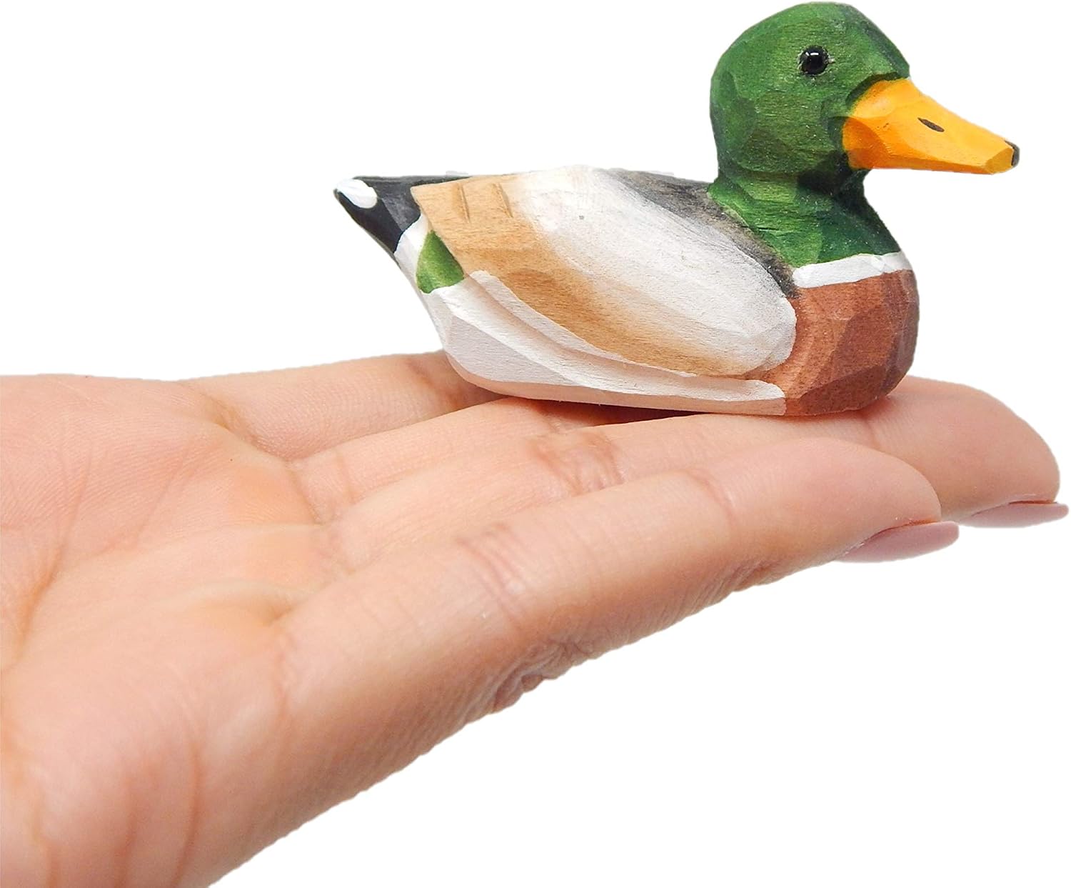 Small Handmade Mallard Wooden Duck Figurine