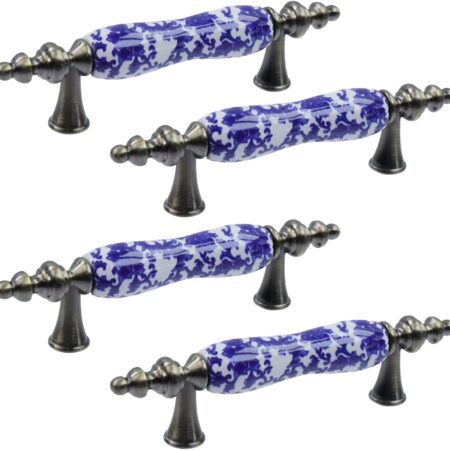 4-Piece Blue and White Porcelain Cabinet Pull Handles