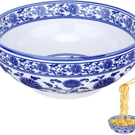 8-Inch Blue and White Porcelain Serving Bowl