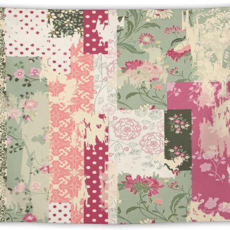 Abstract Colorful Patchwork Floral Tapestry 30x40