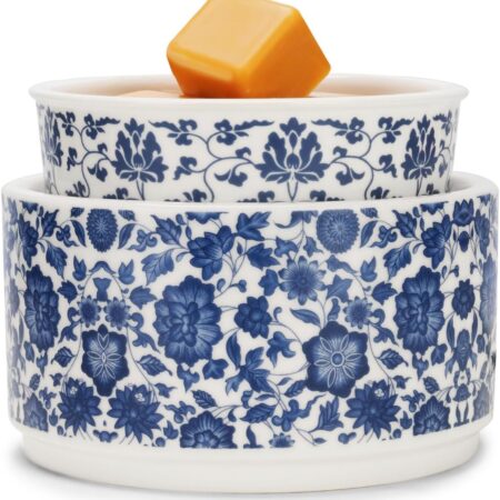 Blue and White Porcelain Wax Melt Warmer with Iron Shelf
