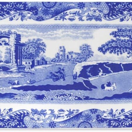 13-Inch Blue and White Porcelain Sandwich Tray