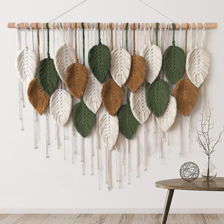 Large Leaf Feather Macrame Wall Hanging 39x29.5