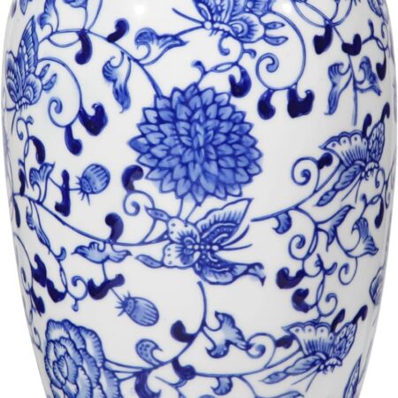 8.9-Inch Blue and White Porcelain Flower Vase