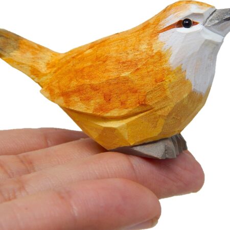 Hand-Carved Carolina Wren Wooden Figurine