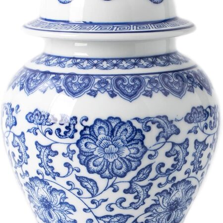 9.8-Inch Blue and White Porcelain Ginger Jar