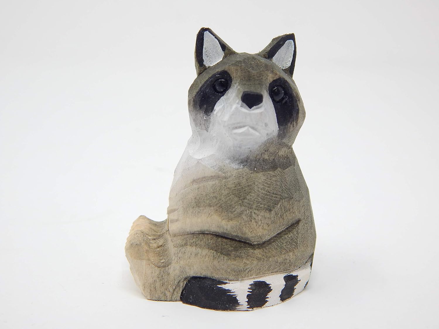 Hand-Carved Raccoon Wooden Figurine - Image 2