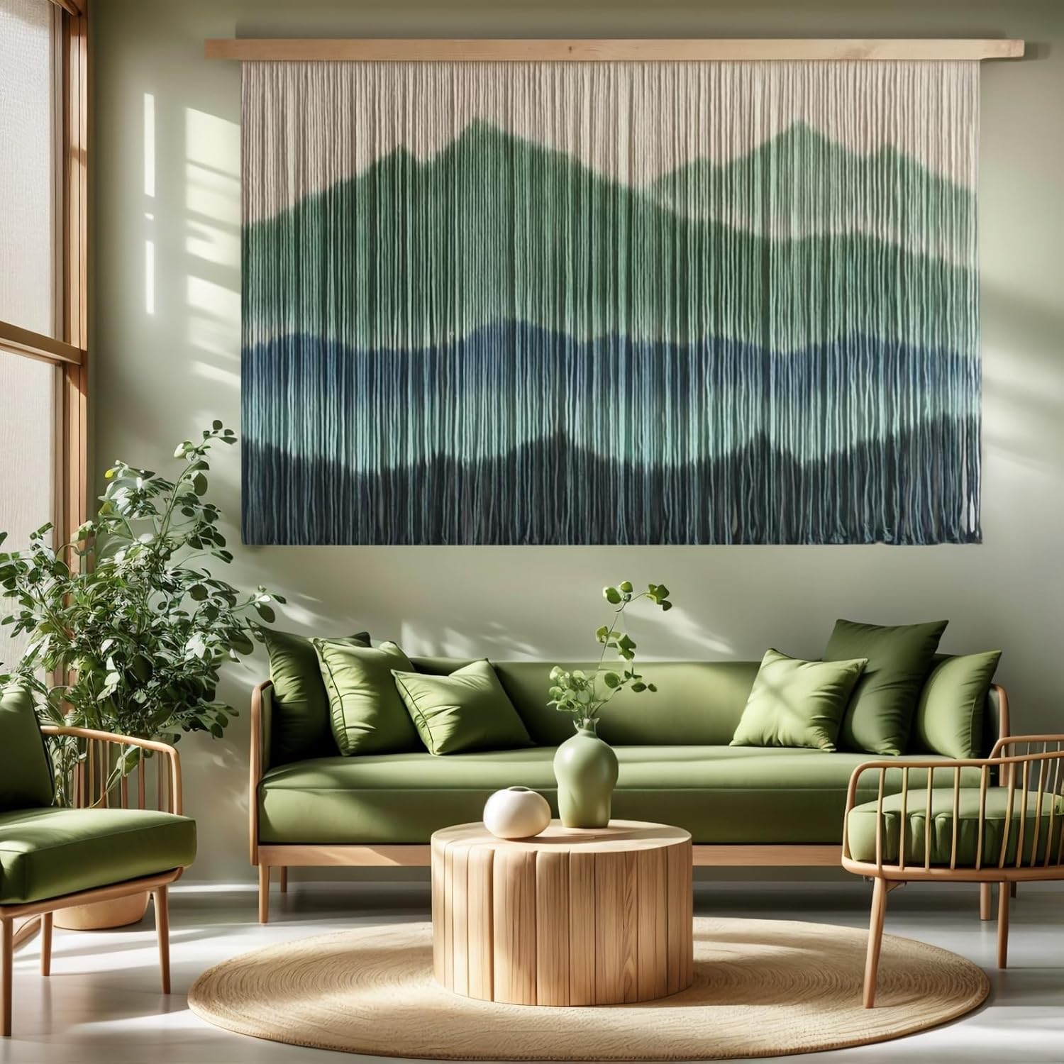 Green Dip-Dyed Boho Macrame Wall Hanging