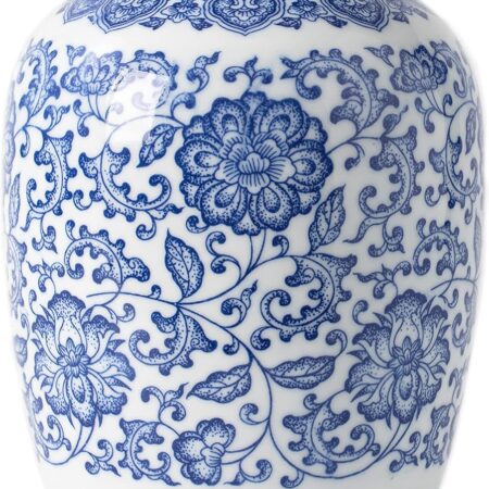 9-Inch Blue and White Porcelain Vase for Home Decor
