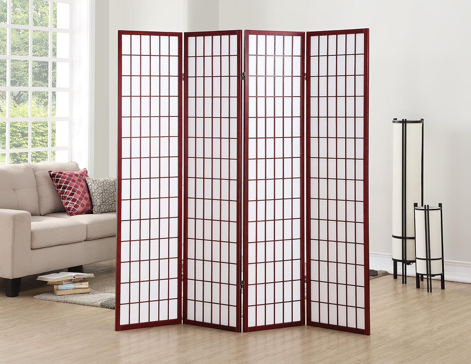4-Panel Oriental Cherry Room Divider Screen
