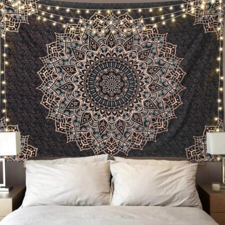 Black Mandala Psychedelic Tapestry Wall Hanging